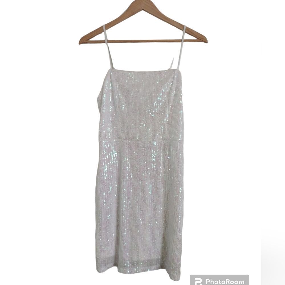 Elegant White Sequin Mini Dress